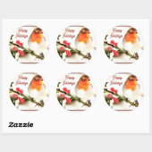 Prettige feestdagen Kerstvogel Ronde Sticker (Vel)