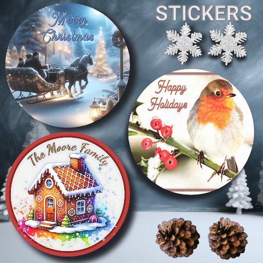 Prettige feestdagen Kerstvogel Ronde Sticker