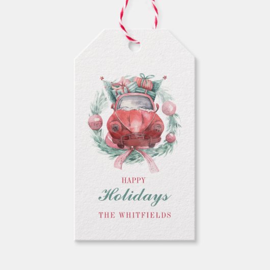 prettige feestdagen Kerstvriendschappelijk script  Cadeaulabel (Voorkant)