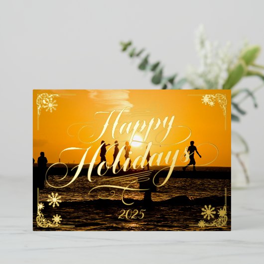 Prettige feestdagen Key West Sunset gedicht binnen (Staand Voorkant)