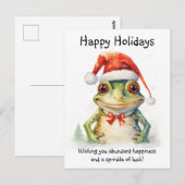 Prettige feestdagen Kikker met Santa Hat Briefkaart (Voorkant / Achterkant)