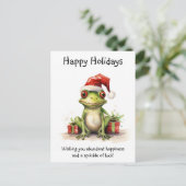Prettige feestdagen Kikker met Santa Hat verpakte  Briefkaart (Staand voorkant)
