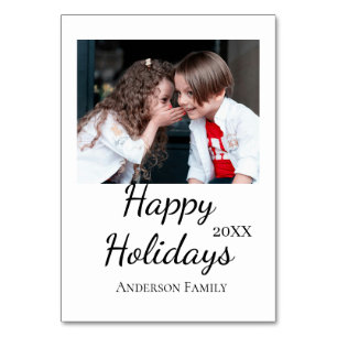 Prettige feestdagen kinder familie foto moderne ge kaart