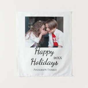 Prettige feestdagen kinder familie foto moderne ge wandkleed