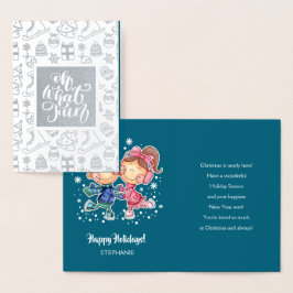 prettige feestdagen. Kinderen | Aangepaste naam Lu Folie Kaarten