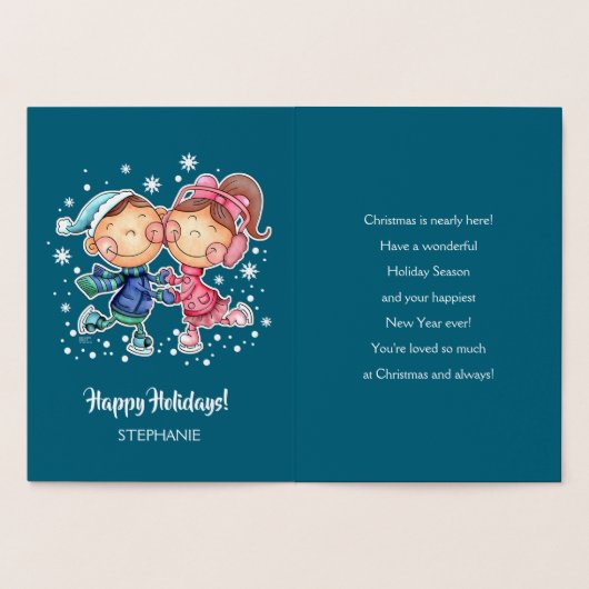 prettige feestdagen. Kinderen | Aangepaste naam Lu Folie Kaarten (Binnen)