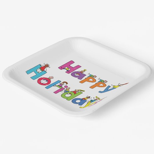 prettige feestdagen kinderen papieren bordje (Gebogen)