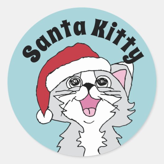 Prettige feestdagen Kitten Vrolijke Kerstkatten Af Ronde Sticker (Voorkant)
