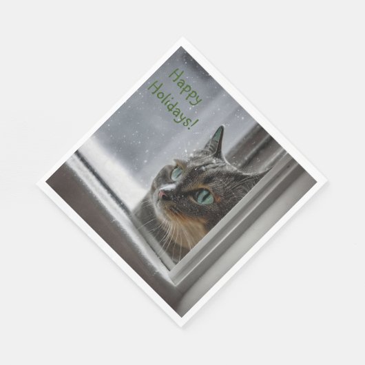 prettige feestdagen Kitty Cat Servet (Hoek)