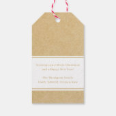 Prettige feestdagen Klassiek Beige Kerstblad Cadeaulabel (Achterkant)