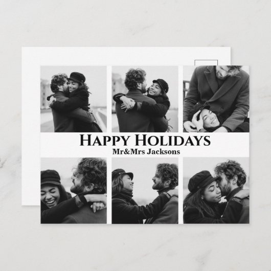 prettige feestdagen, klassiek script, bruiloft zes briefkaart (Voorkant / Achterkant)