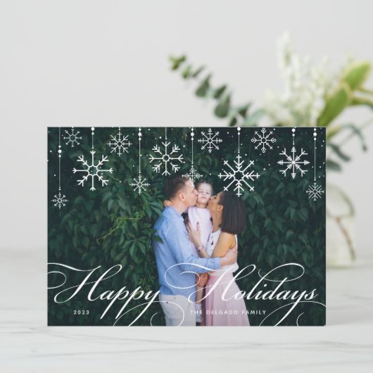 Prettige feestdagen Klassiek script Horizontale fo Feestdagenkaart (Staand voorkant)