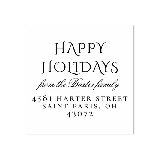 prettige feestdagen | Klassiek scriptadres voor ty Rubberstempel (Afrduk)