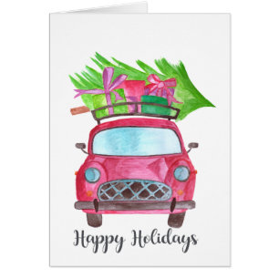 prettige feestdagen Klassieke auto-Waterverf