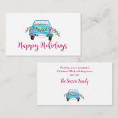 prettige feestdagen Klassieke auto-Waterverf Informatiekaartje (Voorkant / Achterkant)