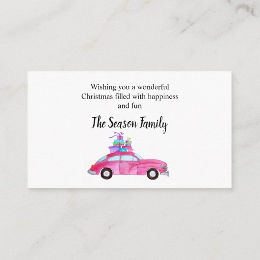 prettige feestdagen Klassieke auto-Waterverf Informatiekaartje (Achterkant)