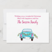 prettige feestdagen Klassieke auto-Waterverf Kaart (Achterkant)