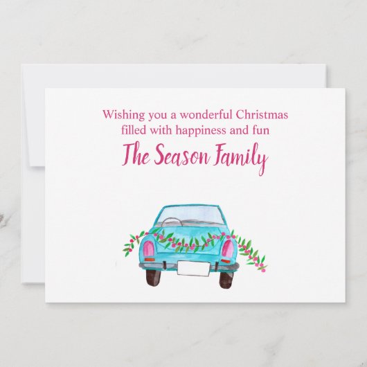 prettige feestdagen Klassieke auto-Waterverf Kaart (Achterkant)