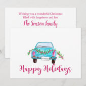 prettige feestdagen Klassieke auto-Waterverf Kaart (Voorkant / Achterkant)