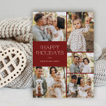 Prettige feestdagen Klassieke foto Vijf bloemige a Feestdagenkaart<br><div class="desc">Prettige feestdagen Deze prachtige kerstfotokaarten zijn voorzien van vijf fotosjablonen, elegante moderne typografie lezen, "Nee" en een met de hand getekend bloemenpatroon op de rug in klassieke kleuren van diepgroen, bordeaux rood en ivoor op een zand / beige achtergrond. De achtergrondkleur aan de voorkant kan worden aangepast aan elke gewenste...</div>