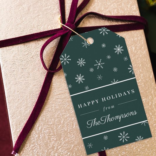 Prettige feestdagen Klassieke Groene Kerstmis Snee Cadeaulabel