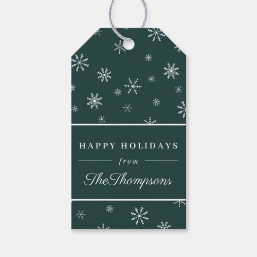 Prettige feestdagen Klassieke Groene Kerstmis Snee Cadeaulabel (Voorkant)