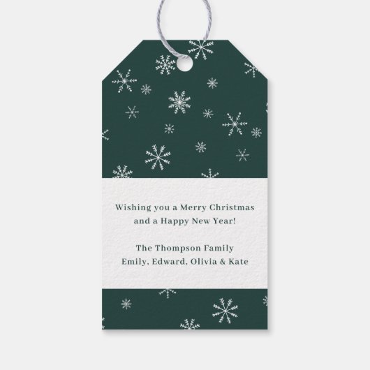 Prettige feestdagen Klassieke Groene Kerstmis Snee Cadeaulabel (Achterkant)