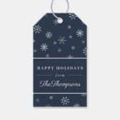 Prettige feestdagen Klassieke Navy Kerst Sneeuwvlo Cadeaulabel (Voorkant)
