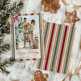 Prettige feestdagen Klassieke rode groene strepen Feestdagenkaart