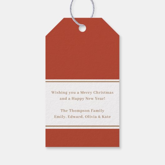 Prettige feestdagen Klassieke rode kerst Foliage Cadeaulabel (Achterkant)