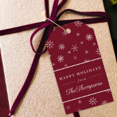 Prettige feestdagen Klassieke Rode Kerstmis Sneeuw Cadeaulabel