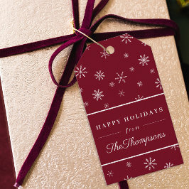 Prettige feestdagen Klassieke Rode Kerstmis Sneeuw Cadeaulabel