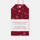 Prettige feestdagen Klassieke Rode Kerstmis Sneeuw Cadeaulabel (Achterkant)