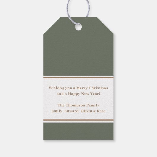 Prettige feestdagen Klassieke Sage Kerstblad Cadeaulabel (Achterkant)