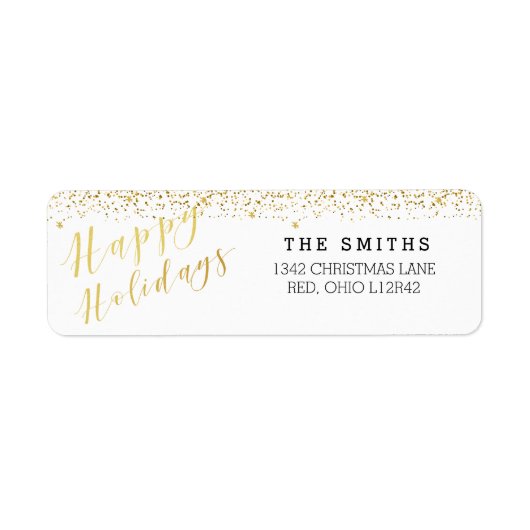 prettige feestdagen Klassieke typografie & glitter Etiket (Voorkant)
