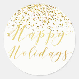 prettige feestdagen Klassieke typografie & Gold Gl Ronde Sticker