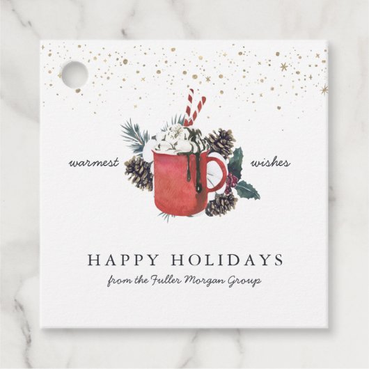 prettige feestdagen | Klassieke warme chocolade ke Bedankjes Labels (Voorkant)