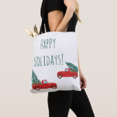 prettige feestdagen kleine rode kerstboom tote bag (Dichtbij)