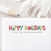 Prettige feestdagen Kleurrijk geïllustreerd cadeau Etiket (Insitu)