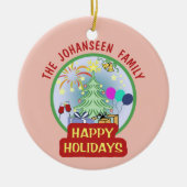  Prettige feestdagen Kleurrijk Keramisch Ornament (Voorkant)