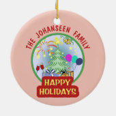  Prettige feestdagen Kleurrijk Keramisch Ornament (Achterkant)