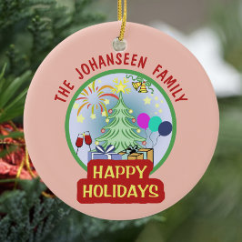  Prettige feestdagen Kleurrijk Keramisch Ornament