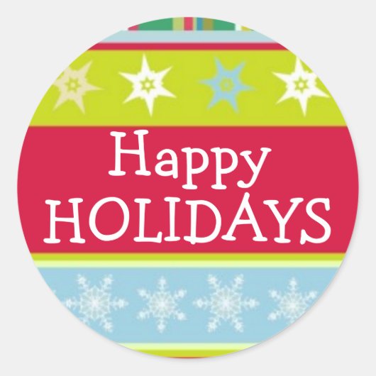 Prettige feestdagen Kleurrijk kerst sticker (Voorkant)