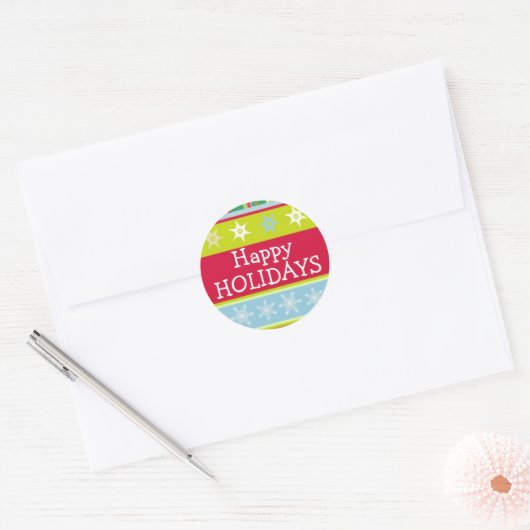 Prettige feestdagen Kleurrijk kerst sticker (Envelop)