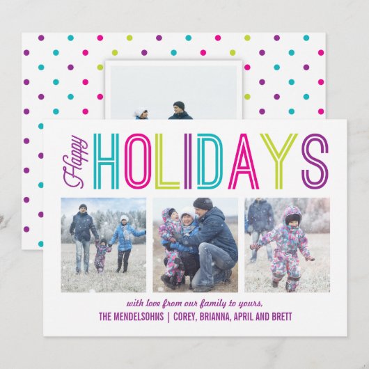 Prettige feestdagen Kleurrijk Modern Foto Feestdagenkaart (Voorkant / Achterkant)