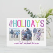 Prettige feestdagen Kleurrijk Modern Foto Feestdagenkaart (Staand voorkant)