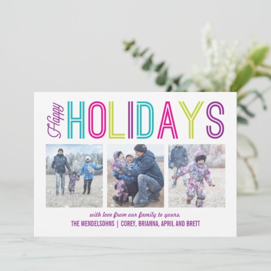 Prettige feestdagen Kleurrijk Modern Foto Feestdagenkaart (Staand voorkant)