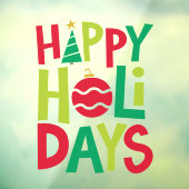 prettige feestdagen kleurrijk rood groen raamsticker (Vel 3)