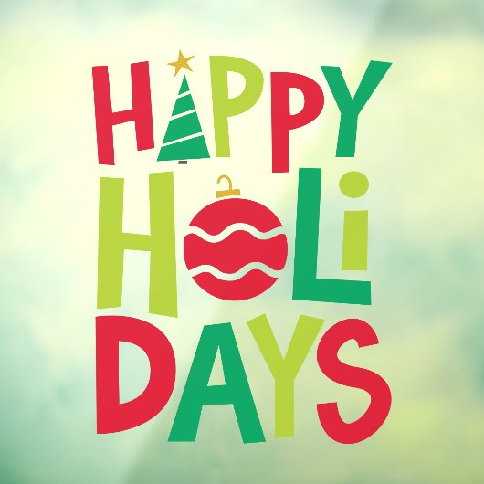 prettige feestdagen kleurrijk rood groen raamsticker (Vel 3)