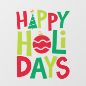 prettige feestdagen kleurrijk rood groen raamsticker (Vel)